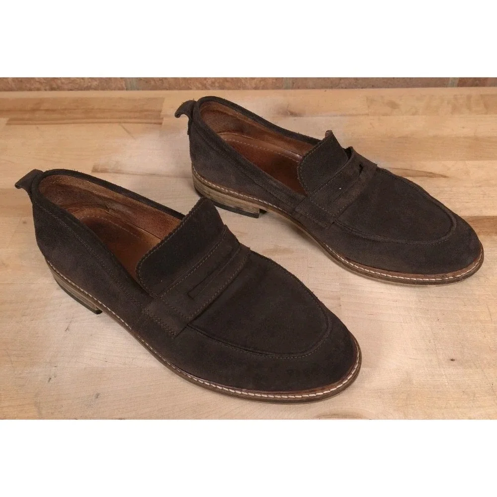 Shoe The Bear Brown Suede Leather Penny Loafer Shoes Mens US Size 11